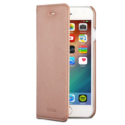 iPhone SE 2020 Leder Hülle/iPhone 8 / iPhone 7 Flip Case Kunstleder CASEZA Oslo Rose Gold - Ultra schlanke PU Ledertasche für das Original Apple iPhone (4.7") - Cover mit Magnetverschluss von CASEZA