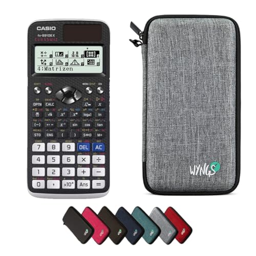 Casio fx-991DE X Classwiz wissenschaftlicher Taschenrechner inklusive Schutztasche von WYNGS in Hellgrau - Basic Set von Casio