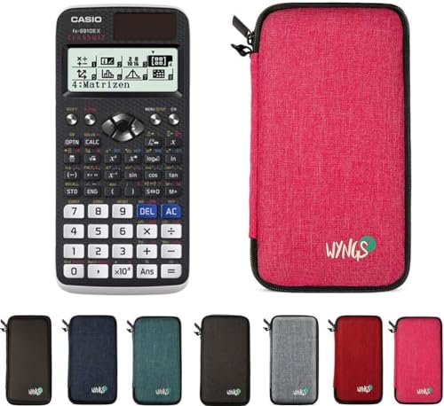 Casio fx-991DE X Classwiz wissenschaftlicher Taschenrechner inklusive Schutztasche von WYNGS in Pink - Basic Set von Casio