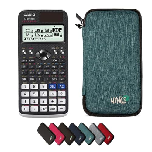 Casio fx-991DE X Classwiz wissenschaftlicher Taschenrechner inklusive Schutztasche von WYNGS in Türkis - Basic Set von Casio