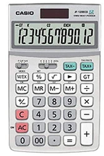 CASIO Tischrechner JF-120ECO, 12-stellig, umweltfreundlich, Steuerberechnung, Klappständer, Solar-/Batteriebetrieb von CASIO