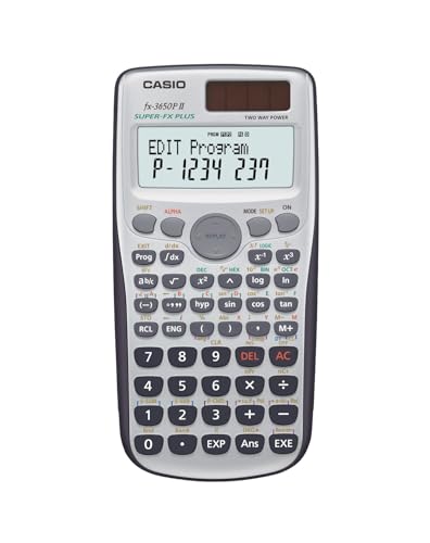 Casio FX-3650P II programmierbarer Rechner mit 279 Funktionen, 2-Zeilen-Display, Batterie/Solarzelle von CASIO