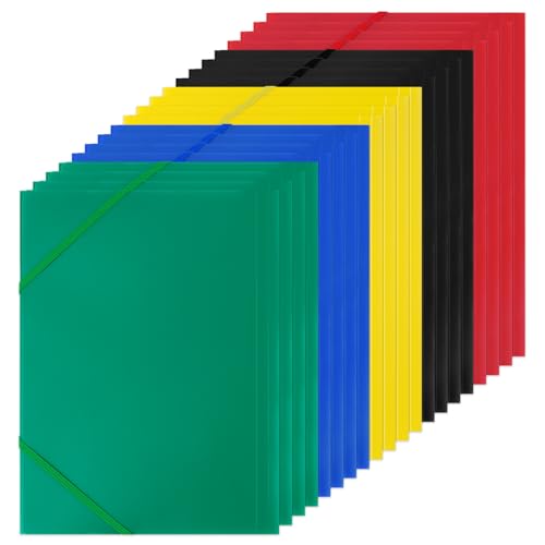 20 Stück Sammelmappe A4, Einschlagmappe mit Gummizug, PP-Kunststoff Eckspanner A4 Mappe PP DIN A4, Ordnungsmappe, Dokumentenmappe für Akten, Dokumente, Besprechungen, Berichte, Bürobedarf 20 Stück Sammelmappe A4, Einschlagmappe mit Gummizug, PP-Kunststoff Eckspanner A4 Mappe PP DIN A4, Ordnungsmappe, Dokumentenmappe für Akten, Dokumente, Besprechungen, Berichte, Bürobedarf von CASMIGC