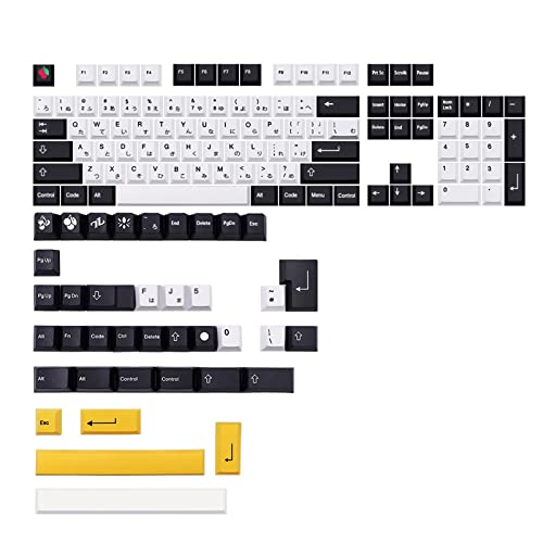 CASNO 143 Tasten/Set Schwarz Weiß PBT Dye Subbed Keycaps für MX Switch Mechanische Tastatur-Tastenkappe Cherry Profile Japanisch Englisch von CASNO