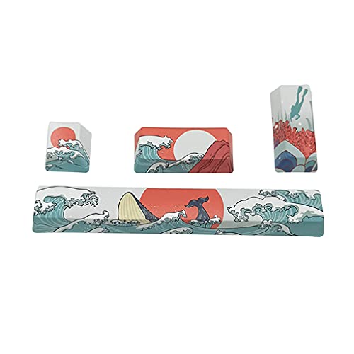 CASNO 4 Stück PBT OEM Tastenkappen Meer Koralle/Cartoon Mädchen Mechanische Tastatur Tastenkappen ESC Enter 6.25u Leertaste Profil DIY Tastatur-Set von CASNO