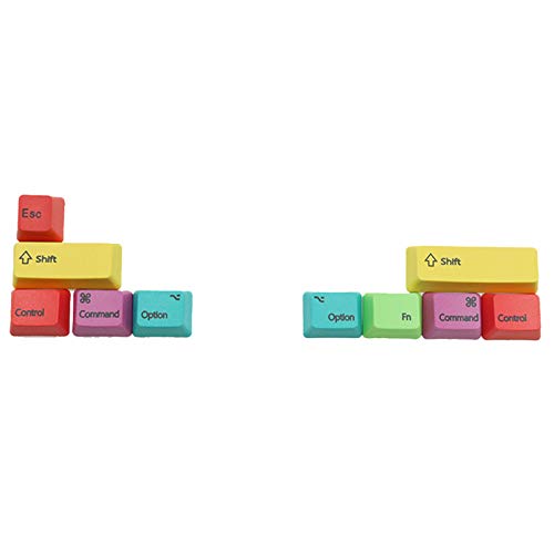 CASNO Für Cherry MX mechanische Tastatur, OEM-Profil, PBT, RGBY-Modifikatoren, 10 Tasten, lasergravierte Front-/Seitendruck-Tastenkappen von CASNO