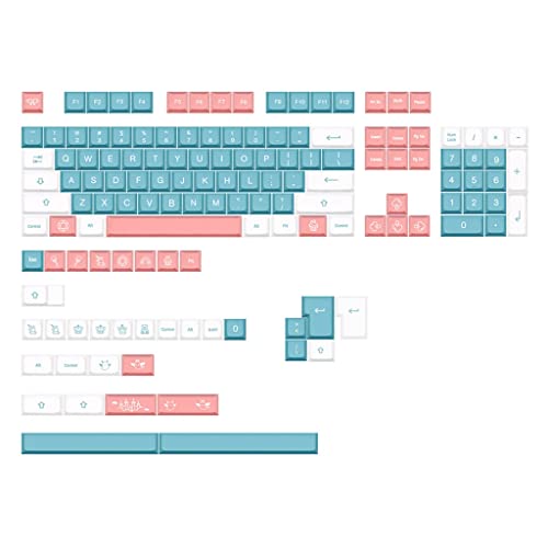 CASNO Mechanische Tastatur-Tastenkappe, niedliches Pink, XDA-Profil, 139 Tasten, Farbstoff-Sub-Tastenkappe für Cherry MX DZ60, RK61, 64, GK61, ISO-Taste von CASNO