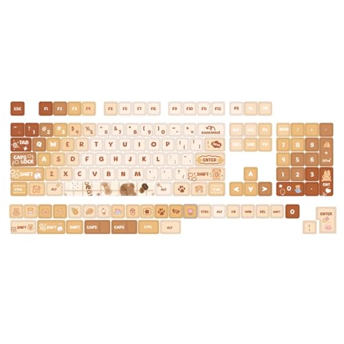 CASNO Mechanische Tastatur-Tastenkappen mit 133 Tasten, niedlicher Bär, XDA-Höhe, PBT-Tastenkappe, Sublimation, für 61/64/68/87/96/104/108 Tastaturen von CASNO