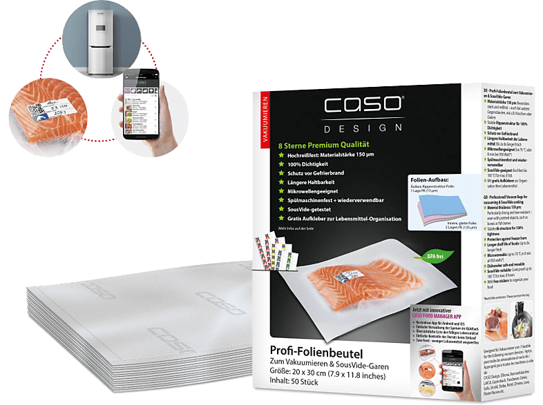CASO 1219 20x30 Folienbeutel Transparent von CASO