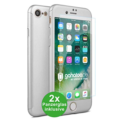 CASYLT iPhone 7 & iPhone 8 Hülle [inkl. 2X Panzerglas] 360 Grad Fullbody Premium Handy-Hülle Silber kompatibel für iPhone 7/8 Komplettschutz Hülle von CASYLT