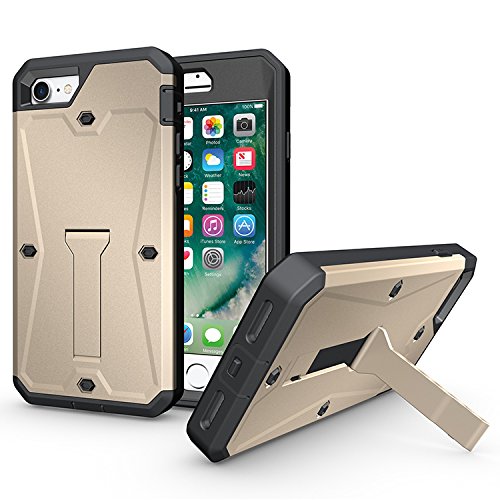 CASYLT [kompatibel für iPhone 5 / 5s / SE Panzer Outdoor Case Hülle [Fullbody 360 Grad mit Displayschutz-Folie] Gold Hybrid Rundum-Schutz Handyhülle mit Standfuß von CASYLT