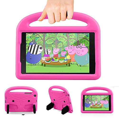 CASZONE Kinder-Hülle für Samsung Galaxy Tab A 8.0 Tablet (2019) – [Displayschutzfolie] Ultra leicht stoßfest schützender Griff Bumper Stand Cover für Galaxy Tab A 8 Zoll 2019 SM-T290/T295, Rosy von CASZONE