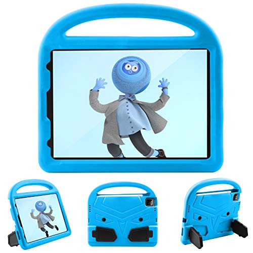 CASZONE Kinder-Hülle für iPad Air 4. Generation 2020, 10,9 Zoll Hülle, ultraleicht, vier Ecken, Antiall, langlebig, stoßfest, tragbarer Griff, Bumper mit Ständer, Abdeckung Jungen/Mädchen, blau von CASZONE