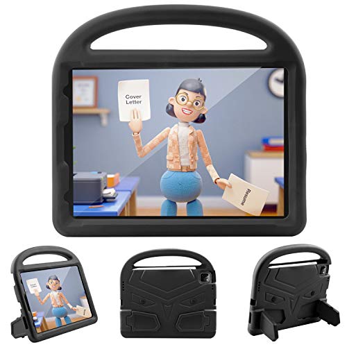 CASZONE Kinder-Hülle für iPad Air 4. Generation 2020, iPad 10.9 Zoll Hülle, ultraleicht, vier Ecken, Antiall, langlebig, stoßfest, tragbarer Griff, Abdeckung für Jungen/Mädchen, schwarz von CASZONE