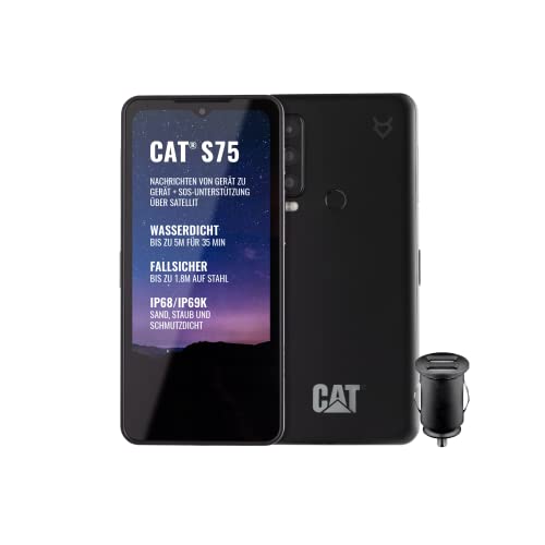 Cat S75 - Robustes, 5G-Smartphone mit Satellitenverbindung (IP68 & IP69K, MIL SPEC 810H, superhelles 6.58” FHD+ 120Hz Display, 2GHz Octa Core Processor, 5000mAh Akku, 6GB/128GB, Android 12) - Schwarz von CAT