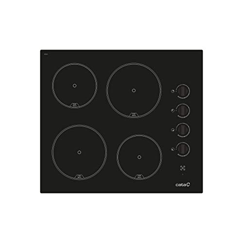 CATA 604 HVI Glaskeramikkochfeld Farbe Schwarz 4 Kochzonen High Light 9 Leistungsstufen einstellbar Mechanische Steuerung Leistung 6kW Breite 59 cm von CATA