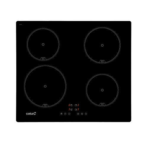 CATA IB 6304 BK Induktionskochfeld Farbe Schwarz 4 Kochzonen 9 einstellbare Leistungsstufen Touch-Steuerung mit Schallmelder Leistung 7kW Breite 59 cm von CATA