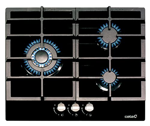 CATA LCiB 6021 BK Built-in Gas Hob Black – Plate (Built-in, Gas Hob, Black Glass, Cast Iron, 1000 W) von CATA