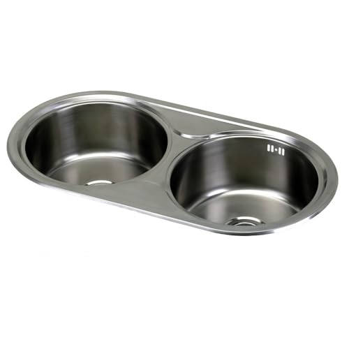 CATA R-2 AG Spüle 45x85 cm Doppeltes rundes Becken mit Dicke 0,08 cm und Tiefe 18 cm Edelstahlmaterial 90 cm Möbelinstallation CATA R-2 AG Spüle 45x85 cm Doppeltes rundes Becken mit Dicke 0,08 cm und Tiefe 18 cm Edelstahlmaterial 90 cm Möbelinstallation von CATA