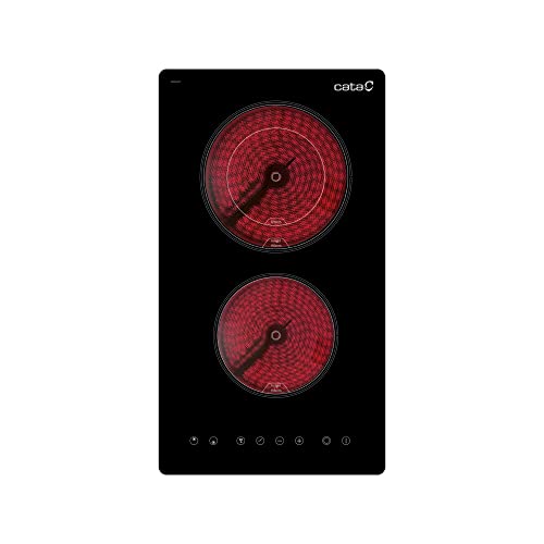 CATA TD 3002 BK Glaskeramik-Kochfeld Farbe Schwarz 2 Kochzonen High Light 9 Leistungsstufen einstellbar Touch Control mit Akustiksignal Leistung 3kW Breite 30 cm von CATA