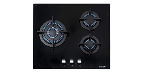 CCI 6021 BK - Gasherd mit Butangas und 3 Gaskochfeldern - 1 Dreifache Krone - Geeignet für das Kochen mit Erdgas - 59 cm Breite - Gesamtleistung 6,25 kW - Brenner und Grills mit Gas aus Eisen - Cata von CATA