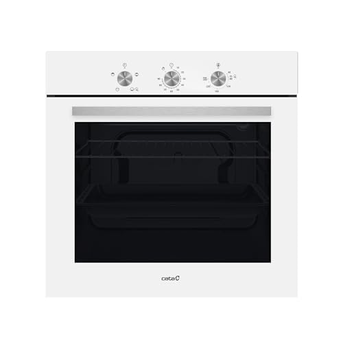 Cata Statischer Ofen SES 6204 WH mit 4 Funktionen, Programmierer für mechanisches Kochen, Reinigung AquaSmart, Innenbeleuchtung, Fassungsvermögen 66 l, Breite 60 cm, Finish aus Edelstahl und weißem von CATA