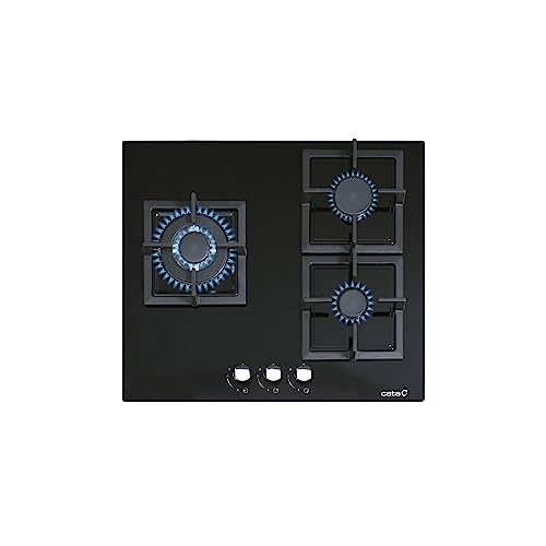 SCI 6021 BK - Gasherd mit Butangas und 3 Gaskochfeldern - 1 Dreifache Krone - Geeignet für das Kochen mit Erdgas - 59 cm Breite - Gesamtleistung 6,25 kW - Brenner und Grills mit Gas aus Eisen - Cata von CATA