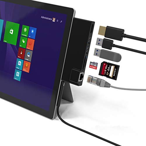 Cateck Microsoft Surface Pro 5 / 6 USB Hub, surface pro 6 dock mit 1x RJ45 Ethernet (1000Mps) LAN+1x 4K Mini DP auf HDMI+ 2X USB 3.0-Ports (5Gps) +SD & TF(Micro SD) Kartenleser,surface pro 6 adapter von CATECK