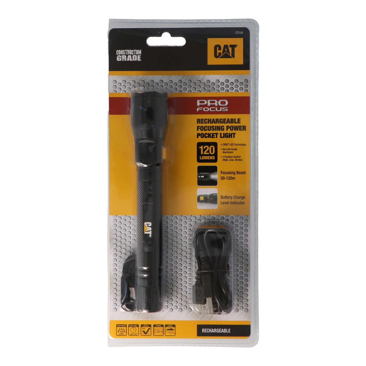 CAT CT2105 fokussierbare Power Akku-Taschenlampe mit Micro-USB Ladebuchse CAT CT2105 fokussierbare Power Akku-Taschenlampe mit Micro-USB Ladebuchse von CATERPILLAR