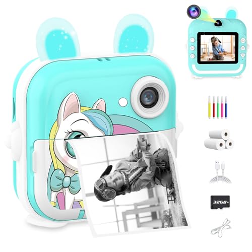 CATGIFF Kinderkamera Sofortbildkamera, 1080P HD Kinder Digitalkamera, 3 Bände Druckpapier, 32G Karte, Kamera Kinder Sofortdruck, Kinderspielzeug Geschenke für Jungen & Mädchen von 3-12 Jahren-Blau CATGIFF Kinderkamera Sofortbildkamera, 1080P HD Kinder Digitalkamera, 3 Bände Druckpapier, 32G Karte, Kamera Kinder Sofortdruck, Kinderspielzeug Geschenke für Jungen & Mädchen von 3-12 Jahren-Blau von CATGIFF