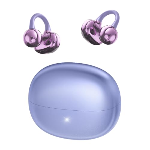 CATGIFF Open Ear Kopfhörer Bluetooth 5.4 mit 4,8g Lightweight, 12mm Treiber mit Spatial Sound, Clip-On Kopfhörer Sport, Dynamischer EQ, 3D-Klang, Komfort-Ohrhörer für Sport/Fitness/Laufen -Lila CATGIFF Open Ear Kopfhörer Bluetooth 5.4 mit 4,8g Lightweight, 12mm Treiber mit Spatial Sound, Clip-On Kopfhörer Sport, Dynamischer EQ, 3D-Klang, Komfort-Ohrhörer für Sport/Fitness/Laufen -Lila von CATGIFF