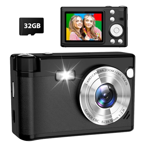 Digitalkamera, 48MP 1080P HD Autofokus Kamera Fotokamera mit 32GB TF Karte 1300mAh Batterien, 18X Digitalzoom, Fotoapparat Digital Kamera Tragbar für Erwachsene Anfänger Teenager ab 10 Jahre, Schwarz Digitalkamera, 48MP 1080P HD Autofokus Kamera Fotokamera mit 32GB TF Karte 1300mAh Batterien, 18X Digitalzoom, Fotoapparat Digital Kamera Tragbar für Erwachsene Anfänger Teenager ab 10 Jahre, Schwarz von CATGIFF