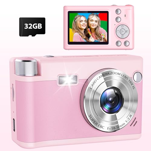 Digitalkamera, 48MP 1080P HD Autofokus Kamera Fotokamera mit 32GB TF Karte 1300mAh Batterien, 18X Digitalzoom, Fotoapparat Digital Kamera Tragbar für Erwachsene Anfänger Teenager ab 10 Jahre, Rosa Digitalkamera, 48MP 1080P HD Autofokus Kamera Fotokamera mit 32GB TF Karte 1300mAh Batterien, 18X Digitalzoom, Fotoapparat Digital Kamera Tragbar für Erwachsene Anfänger Teenager ab 10 Jahre, Rosa von CATGIFF