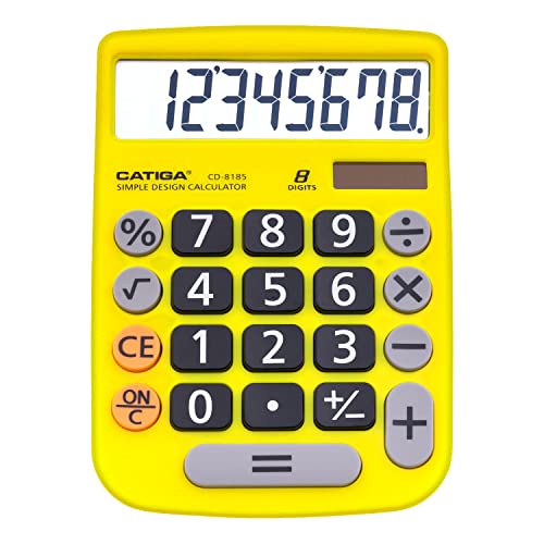 CATIGA CD-8185 büro und Home Style Calculator, 8-stellige LCD-anzeige, geeignet für Schreibtisch und unterwegs verwenden(gelb) von CATIGA