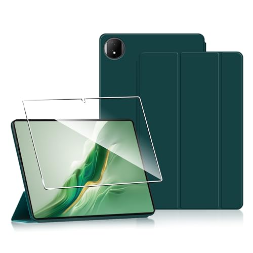 CAUHENYEE Hülle für Honor Magic Pad 2 12.3” (2024),Tablet-Schutz-Bundle mit 1 Stück Displayschutzfolie,vertikaler Standfunktion, Schutzhülle für Magic Pad 2 - Dunkelgrün von CAUHENYEE