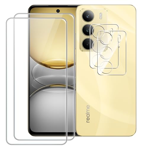 CAUHENYEE Schutzfolie für Realme C75 4G/Realme 14X 5G Panzerglas, [2+2] 2 Stück Schutzfolie + 2 Stück Kameraschutz, HD 9H Härte Glas-Displayschutzfolie von CAUHENYEE