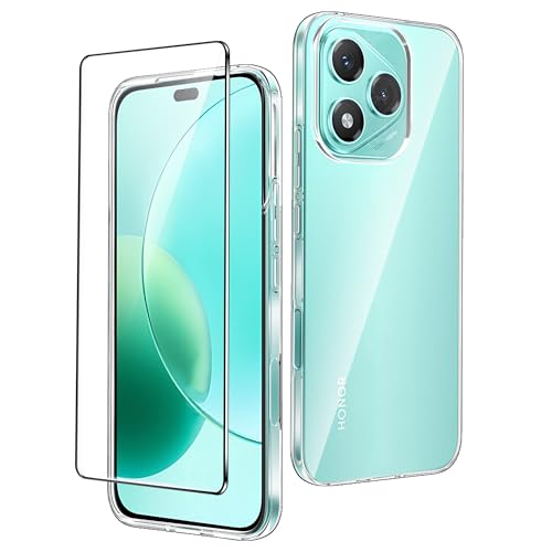 CAUHENYEE Transpanrent Handyhülle für Honor 400 Lite 5G Hülle, mit 1-PC Displayschutz aus gehärtetem Glas, Dünne und Weiche, Klare TPU-Hülle, Kratzfeste, Stoßfeste Hülle von CAUHENYEE