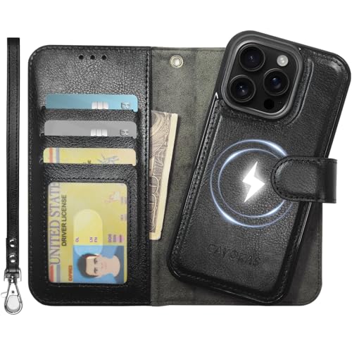 CAVOKAS Handyhülle für iPhone 16 Pro hülle mit Kartenhalter, abnehmbare Ledertasche mit Kartenhalter, Starke magnetische Kompatibilität mit MagSafe, Ständer Schutzhülle 6,3 Zoll, Schwarz CAVOKAS Handyhülle für iPhone 16 Pro hülle mit Kartenhalter, abnehmbare Ledertasche mit Kartenhalter, Starke magnetische Kompatibilität mit MagSafe, Ständer Schutzhülle 6,3 Zoll, Schwarz von CAVOKAS