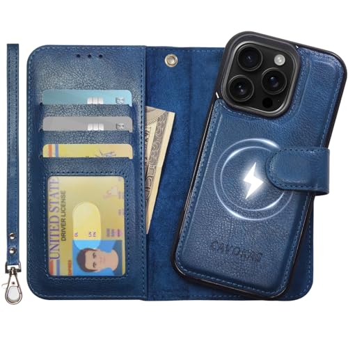 CAVOKAS Handyhülle für iPhone 16 Pro hülle mit Kartenhalter, abnehmbare Ledertasche mit Kartenhalter, Starke magnetische Kompatibilität mit MagSafe, Ständer Schutzhülle 6,3 Zoll, Blau CAVOKAS Handyhülle für iPhone 16 Pro hülle mit Kartenhalter, abnehmbare Ledertasche mit Kartenhalter, Starke magnetische Kompatibilität mit MagSafe, Ständer Schutzhülle 6,3 Zoll, Blau von CAVOKAS