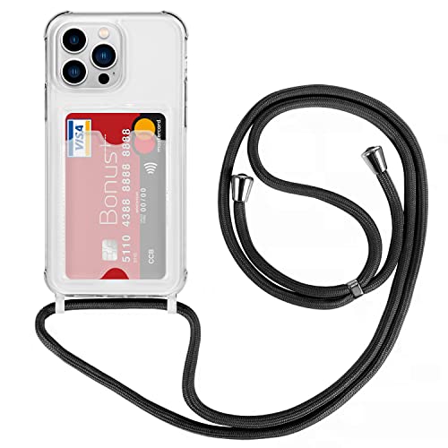 Copmob Silikon Hülle für iPhone 13 Pro Max,Transparente Handyhülle mit Band,TPU Silikon Bumper Necklace Handykette Schutzhülle für iPhone 13 Pro Max von CAVOR