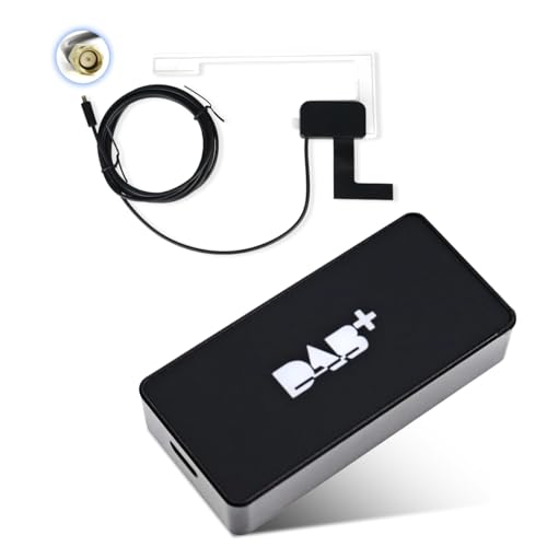 DAB+ Digital Adapter Tragbarer DAB+ Radio Tuner Empfänger mit Antenne+SMA Glass Antenne Set, DAB/DAB+ USB 2,0 Dongle für Universelles Android Autoradio von CAWELL
