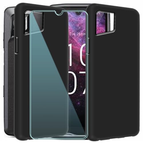 CAXKJE 2 Pack Handyhülle + 2 Stück Schutzfolie für Crosscall Stellar M6E (6.10 Zoll),Schwarz Weiche Silikon Hülle Ultra dünne Schutzhülle,Stoßfest Handyhülle Kratzfest Bumper Case von CAXKJE