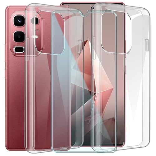 CAXKJE 2 Pack Handyhülle + 2 Stück Schutzfolie für Infinix Note 50 4G (6.78 Zoll),Transparent Weiche Silikon Hülle Ultra dünne Schutzhülle,Stoßfest Handyhülle Kratzfest Bumper Case von CAXKJE