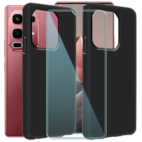 CAXKJE 2 Pack Handyhülle + 2 Stück Schutzfolie für Infinix Note 50x (6.67 Zoll),Schwarz Weiche Silikon Hülle Ultra dünne Schutzhülle,Stoßfest Handyhülle Kratzfest Bumper Case von CAXKJE
