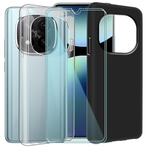 CAXKJE 2 Pack Handyhülle + 2 Stück Schutzfolie für Oppo Find X8s (6.32 Zoll),Weiche Silikon Hülle Ultra dünne Schutzhülle,Stoßfest Handyhülle Kratzfest Bumper Case(Transparent + Schwarz) von CAXKJE