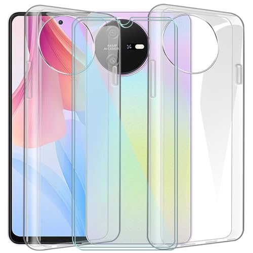 CAXKJE 2 Pack Handyhülle + 2 Stück Schutzfolie für TCL 60 (6.70 Zoll),Transparent Weiche Silikon Hülle Ultra dünne Schutzhülle,Stoßfest Handyhülle Kratzfest Bumper Case von CAXKJE