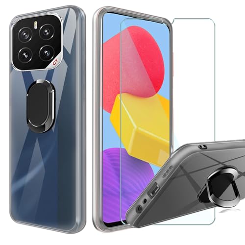 CAXKJE Handyhülle + Gehärtetes Schutzfolie für Honor GT Pro (6.78 Zoll),Transparent Halterung Silikon Hülle Weiche Schutzhülle,Stoßfest Bumper Case Handyhülle mit 9H Gehärtetes Glas Film von CAXKJE