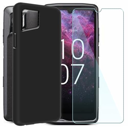 CAXKJE Handyhülle für Crosscall Stellar M6E (6.10 Zoll) Silikon Hülle + Gehärtetes Schutzfolie,Schwarz TPU Weiche Schutzhülle,Bumper Case Handyhülle mit 9H Gehärtetes Glas Film - TH von CAXKJE