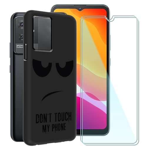 CAXKJE Handyhülle für Cubot Note 21 (6.56 Zoll) Silikon Hülle + [2 Stück] Gehärtetes Schutzfolie,Schwarz Weiche Schutzhülle Bumper Case Handyhülle mit 9H Gehärtetes Glas Film - A1 von CAXKJE