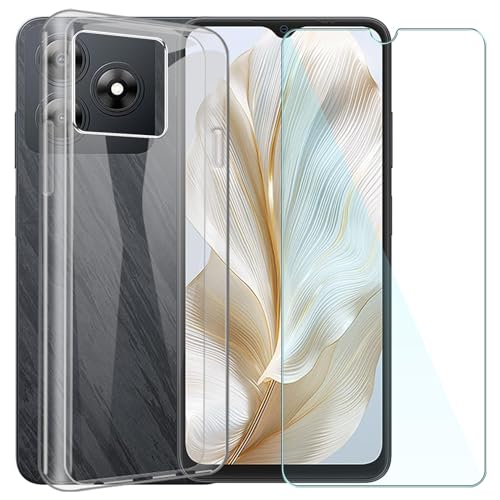 CAXKJE Handyhülle für Honor X60 GT (6.70 Zoll) Silikon Hülle + Gehärtetes Schutzfolie,Transparent Weiche Schutzhülle Bumper Case Handyhülle mit 9H Gehärtetes Glas Film - TM von CAXKJE